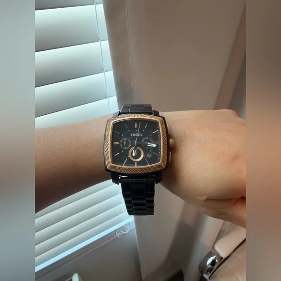 Fossil Watch Chronograph Stainless Steel Rose Gold Tone Black - Picture 11 of 15